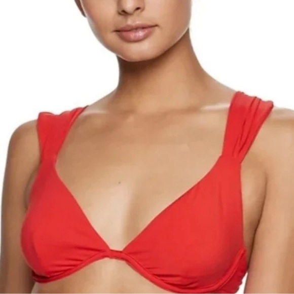 WeWoreWhat Allie bikini top Tomato Purée Size Medium BNWT - Picture 1 of 3